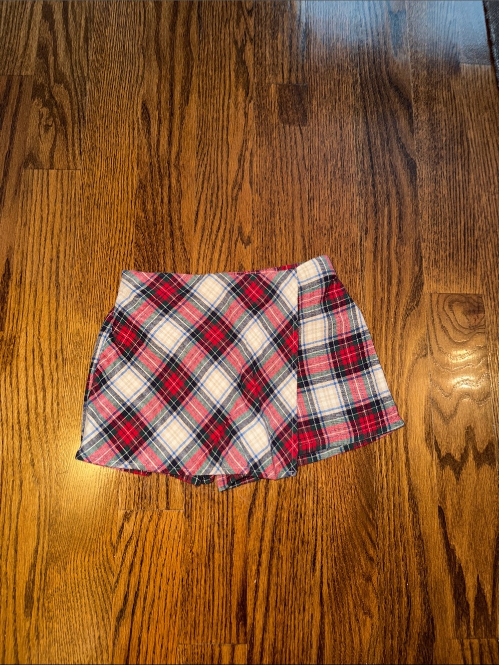 Plaid Red & White Kids Skort Shorts